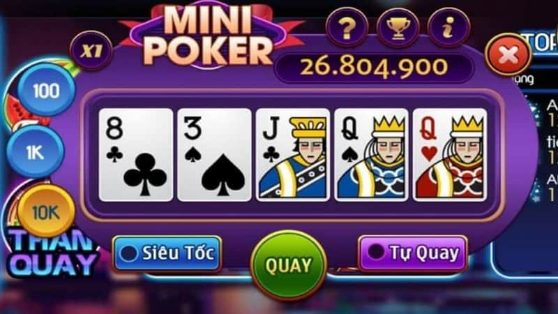 Nổ Hũ Mini Poker - Siêu phẩm đổi thưởng cực hot đáng thử sức